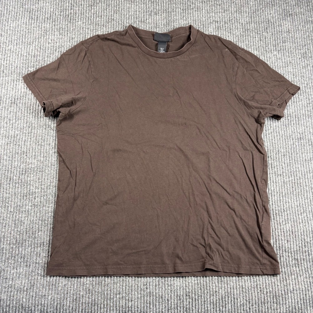 HM Shirt Womens M Regular Fit Coupe Standard Brown Crew Neck Short Sleeve
